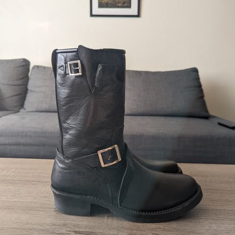 Addict Boots AB-01 Engineer Boots in Black Dye-Finished Horsehide