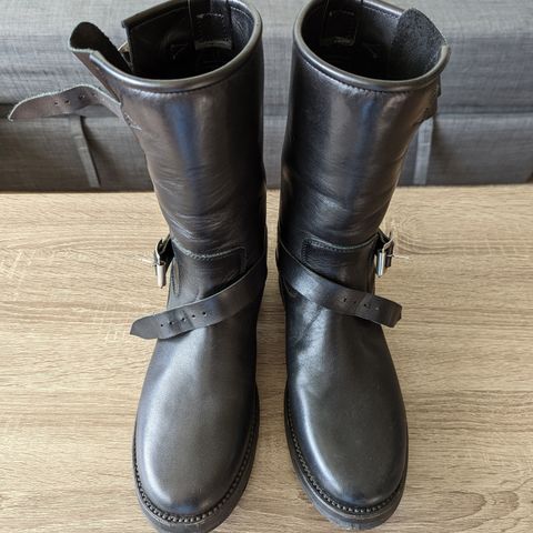 Addict Boots AB-01 Engineer Boots in Black Dye-Finished Horsehide