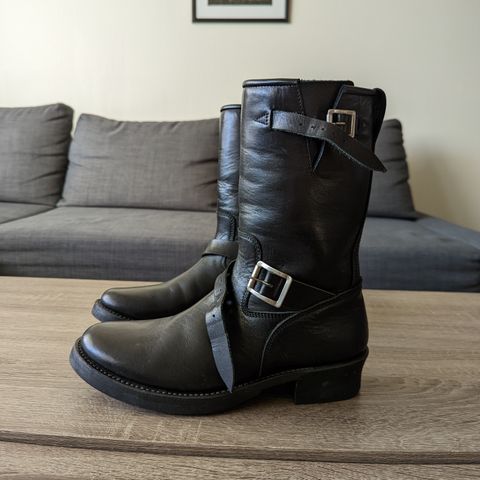 Addict Boots AB-01 Engineer Boots in Black Dye-Finished Horsehide