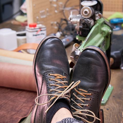 View photo of Self-Made Service Boot in Horween Black Nantucket