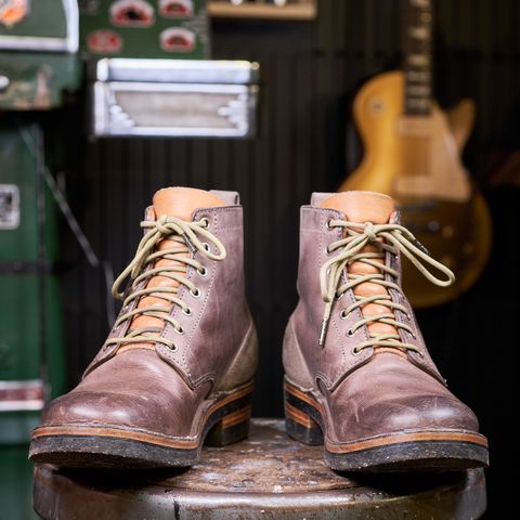 View photo of BHHB 7 Hole Standard in Horween Steel Predator & Horween Toasted Tan Dublin