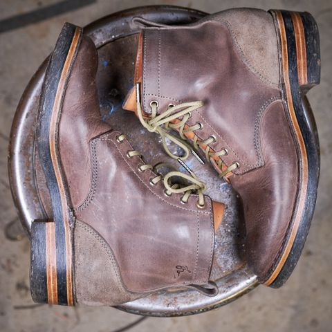 View photo of BHHB 7 Hole Standard in Horween Steel Predator & Horween Toasted Tan Dublin