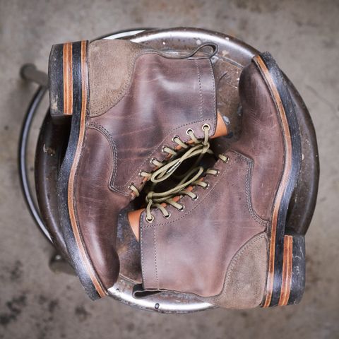 View photo of BHHB 7 Hole Standard in Horween Steel Predator & Horween Toasted Tan Dublin