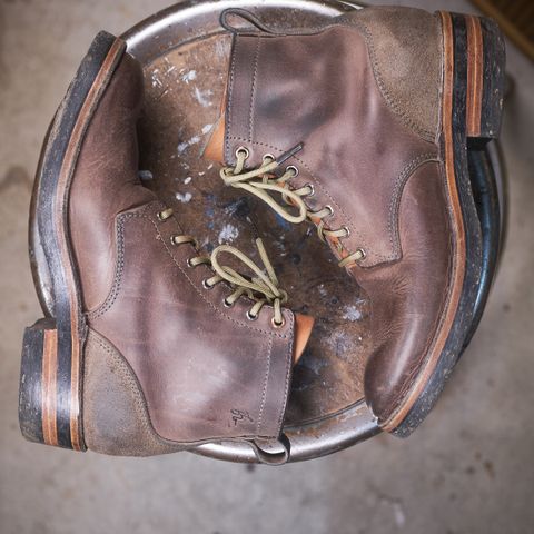 View photo of BHHB 7 Hole Standard in Horween Steel Predator & Horween Toasted Tan Dublin