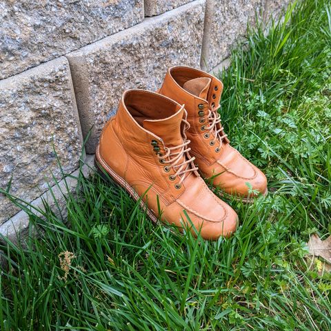 View photo of Grant Stone Brass Boot in Horween Tan Essex