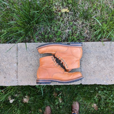 View photo of Grant Stone Brass Boot in Horween Tan Essex