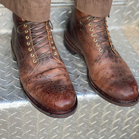 Viberg Wholecut Derby Boot in Horween Rowdy Dachshund