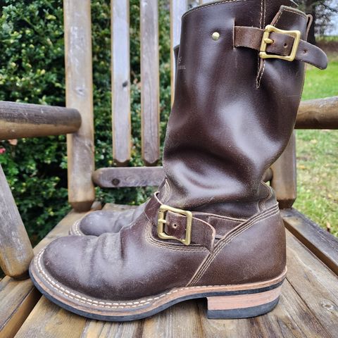 View photo of White's Nomad Engineer Boots in Horween Olive Waxed Flesh