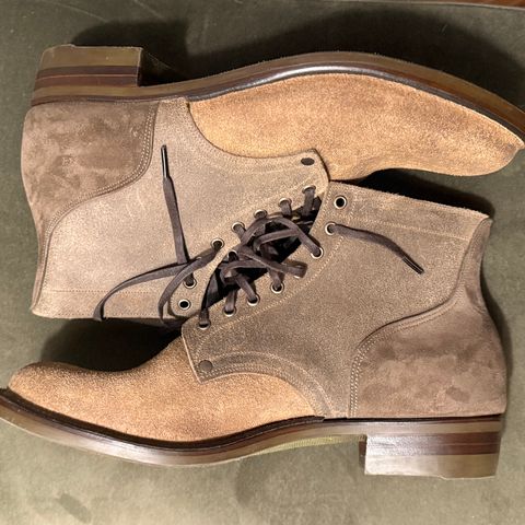 NF Bootmaker Milton Boot in Horween Reverse Steel Predator & CF Stead Gingerbread Waxed Oasis & C.F. Stead Loden Kudu Reverse