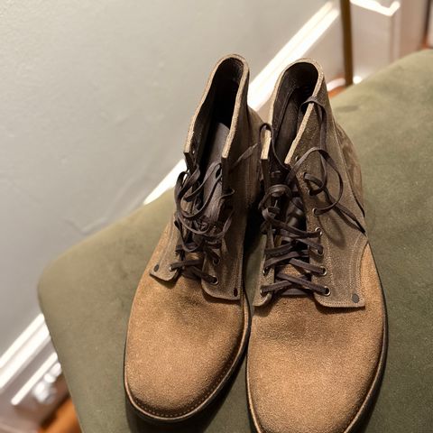 NF Bootmaker Milton Boot in Horween Reverse Steel Predator & CF Stead Gingerbread Waxed Oasis & C.F. Stead Loden Kudu Reverse