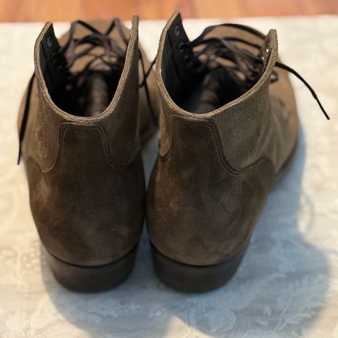 NF Bootmaker Milton Boot in Horween Reverse Steel Predator & CF Stead Gingerbread Waxed Oasis & C.F. Stead Loden Kudu Reverse