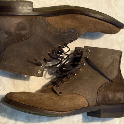 NF Bootmaker Milton Boot in Horween Reverse Steel Predator & CF Stead Gingerbread Waxed Oasis & C.F. Stead Loden Kudu Reverse