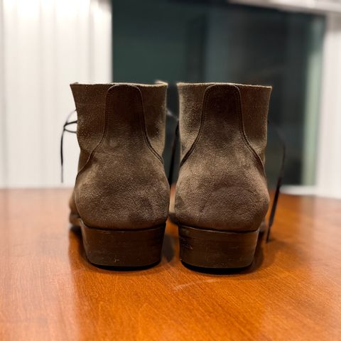 NF Bootmaker Milton Boot in Horween Reverse Steel Predator & CF Stead Gingerbread Waxed Oasis & C.F. Stead Loden Kudu Reverse