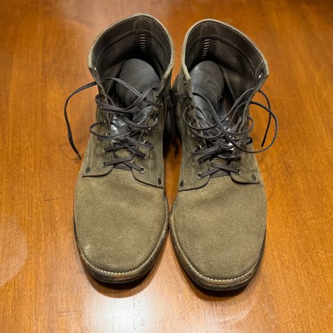 NF Bootmaker Milton Boot in Horween Reverse Steel Predator & CF Stead Gingerbread Waxed Oasis & C.F. Stead Loden Kudu Reverse