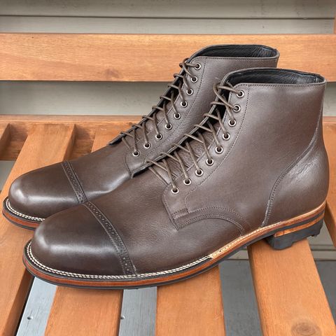 View photo of Viberg Service Boot BCT in C.F. Stead Winter Smoke Classic Calf