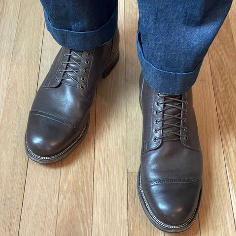 View photo of Viberg Service Boot BCT in C.F. Stead Winter Smoke Classic Calf