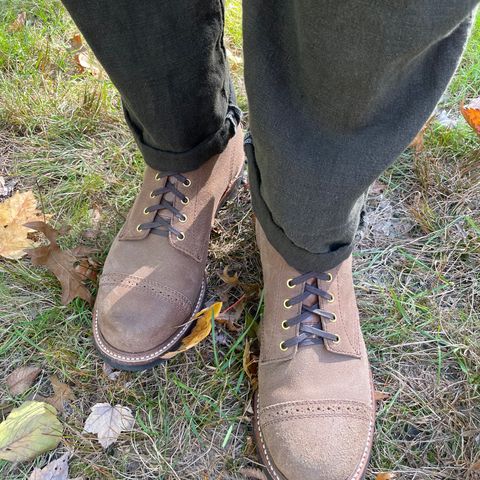 John Lofgren Combat Boots in Horween Natural Chromexcel Roughout