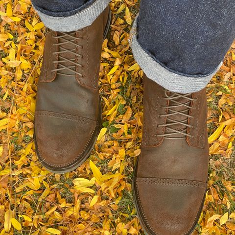 View photo of Viberg Service Boot BCT in C.F. Stead Snuff Waxy Commander Suede