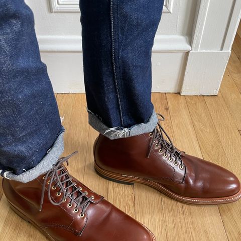 View photo of Alden Plain Toe Boot in D’Annonay Walnut Calf