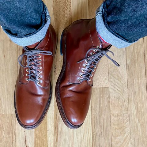 View photo of Alden Plain Toe Boot in D’Annonay Walnut Calf