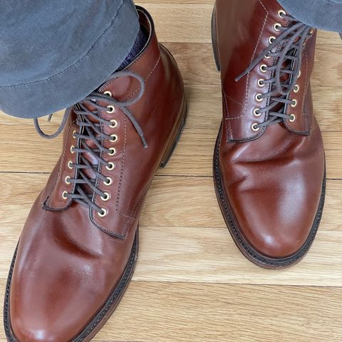 View photo of Alden Plain Toe Boot in D’Annonay Walnut Calf