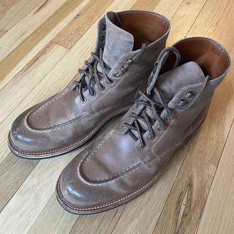 View photo of Grant Stone Brass Boot in C.F. Stead Natural Waxy Commander Suede