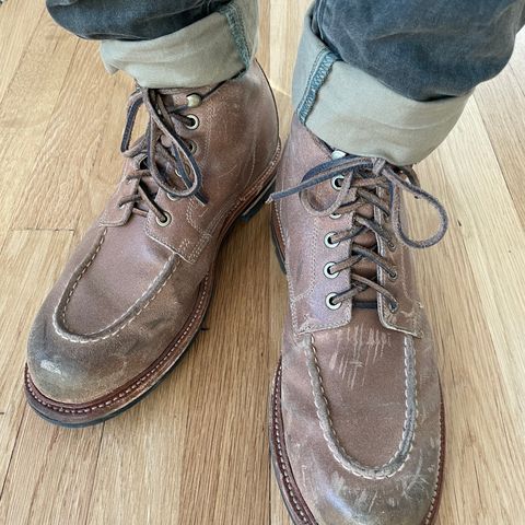 View photo of Grant Stone Brass Boot in C.F. Stead Natural Waxy Commander Suede