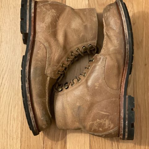 View photo of Grant Stone Brass Boot in C.F. Stead Natural Waxy Commander Suede