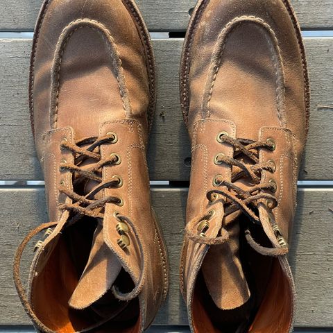 View photo of Grant Stone Brass Boot in C.F. Stead Natural Waxy Commander Suede