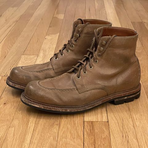 View photo of Grant Stone Brass Boot in C.F. Stead Natural Waxy Commander Suede