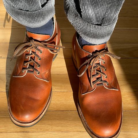 View photo of Viberg 145 Oxford in Horween Saddle Tan Chromepak