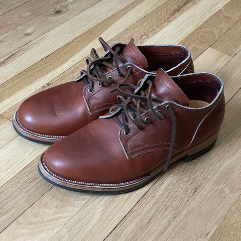 View photo of Viberg 145 Oxford in Horween Saddle Tan Chromepak