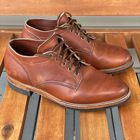 View photo of Viberg 145 Oxford in Horween Saddle Tan Chromepak