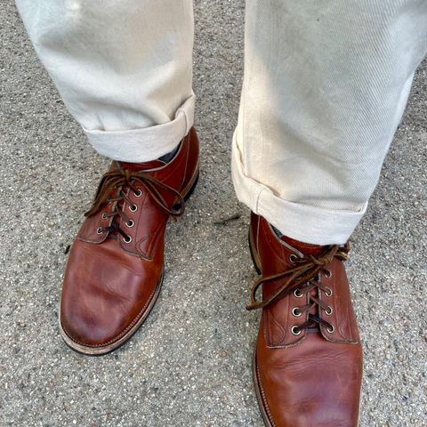 View photo of Viberg 145 Oxford in Horween Saddle Tan Chromepak