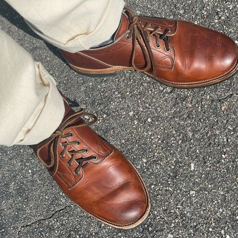 View photo of Viberg 145 Oxford in Horween Saddle Tan Chromepak