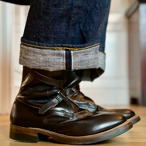 Eastman Leather Tanker Boots in Black Horsehide