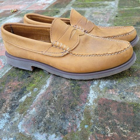 View photo of Russell Moccasin Co. Penny Loafer in Pecos Gaucho Chamois