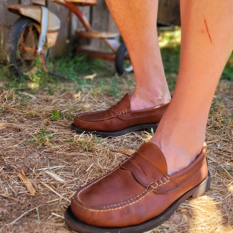 View photo of Russell Moccasin Co. Penny Loafer in Pecos Gaucho Chamois