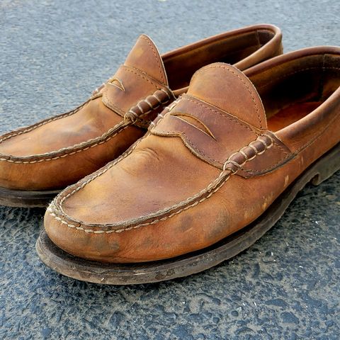 View photo of Russell Moccasin Co. Penny Loafer in Pecos Gaucho Chamois