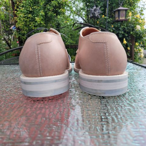 View photo of Viberg Derby Shoe in Used White Horsehide