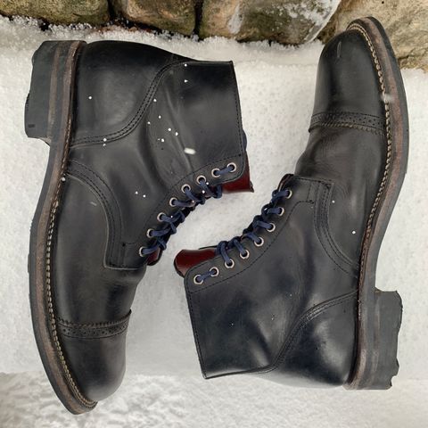 View photo of Viberg Service Boot in Maryam Noir Vitello Calf