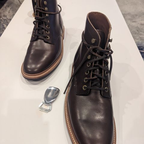 View photo of Grant Stone Diesel Boot in Horween Crimson Chromexcel