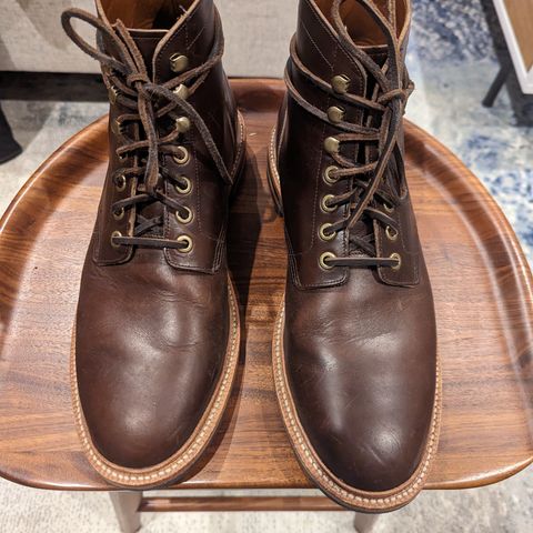 View photo of Grant Stone Diesel Boot in Horween Crimson Chromexcel