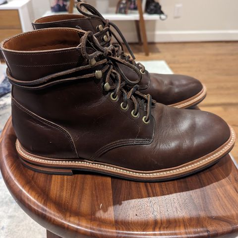 View photo of Grant Stone Diesel Boot in Horween Crimson Chromexcel