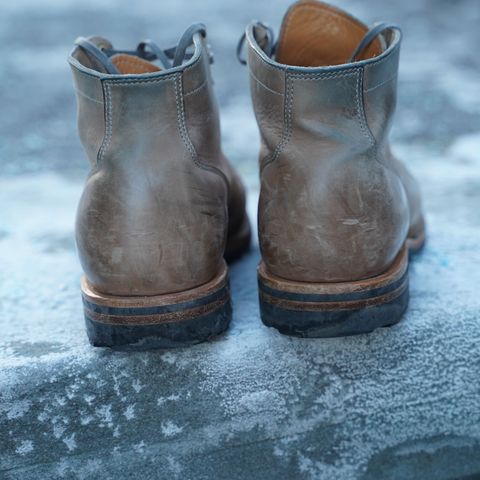 View photo of Viberg Service Boot in Maryam Light Grey Horsebutt