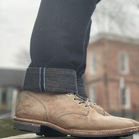 View photo of Viberg Service Boot in Maryam Light Grey Horsebutt