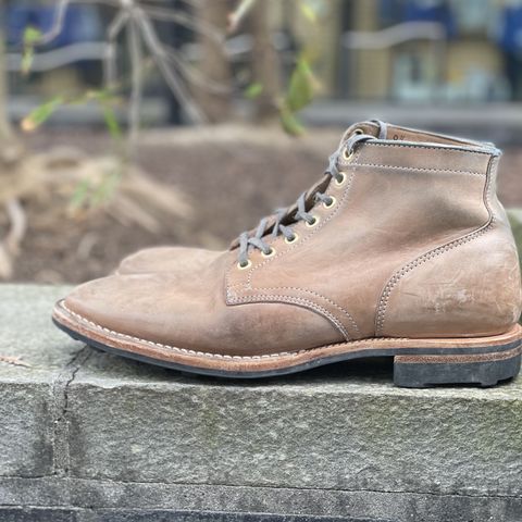 View photo of Viberg Service Boot in Maryam Light Grey Horsebutt