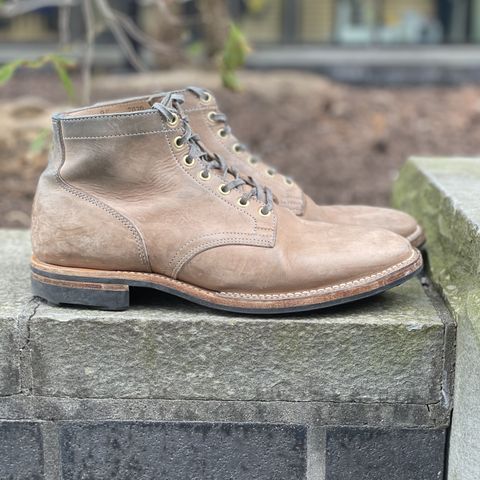 View photo of Viberg Service Boot in Maryam Light Grey Horsebutt