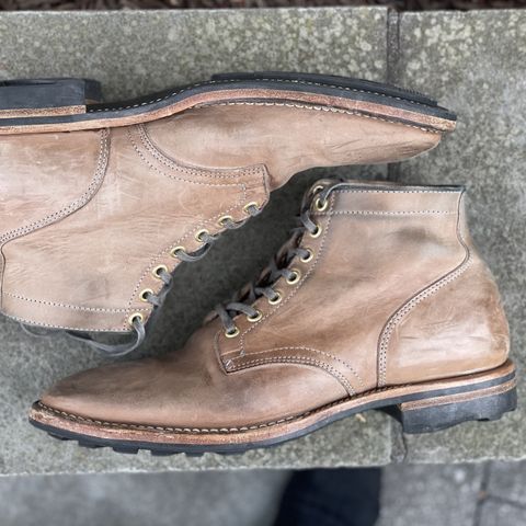 View photo of Viberg Service Boot in Maryam Light Grey Horsebutt