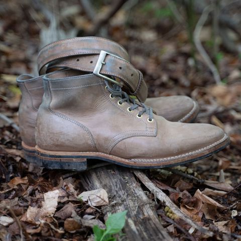 View photo of Viberg Service Boot in Maryam Light Grey Horsebutt